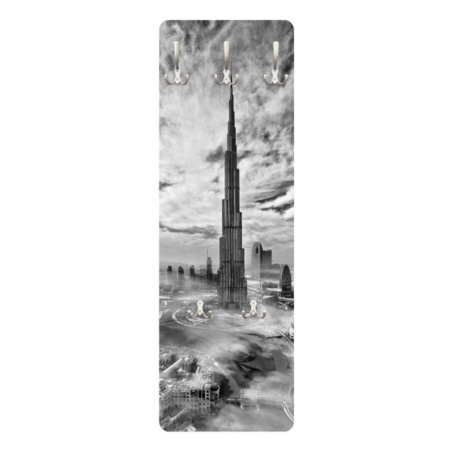 Wanddeko schwarz-weiß Dubai Super Skyline