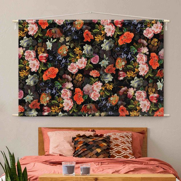 Wanddeko Schlafzimmer Dunkles Blumenbouquet