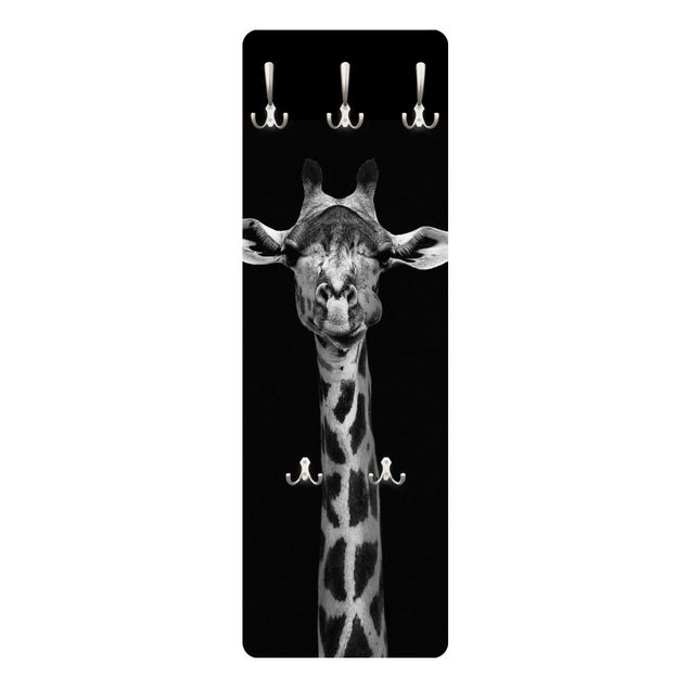 Wanddeko schwarz-weiß Dunkles Giraffen Portrait