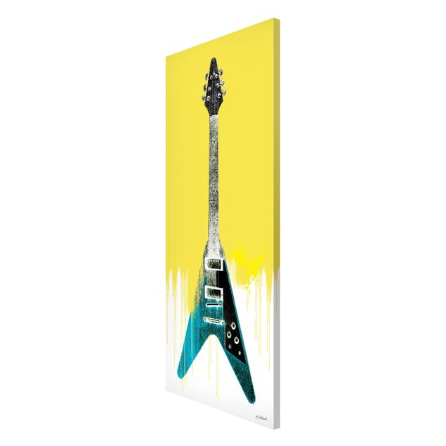 Wanddeko Jugendzimmer E-Gitarre auf Gelb