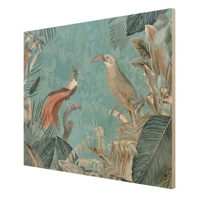 Wanddeko Esszimmer Vintage Collage - Paradiesvögel