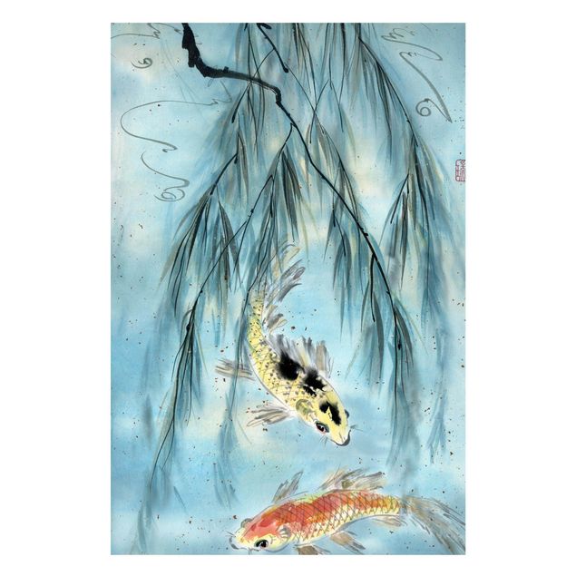 Wandbilder Fische Japanische Aquarell Zeichnung Goldfische II