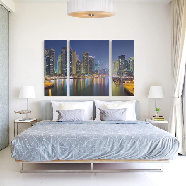 Wanddeko Schlafzimmer Dubai Nacht Skyline