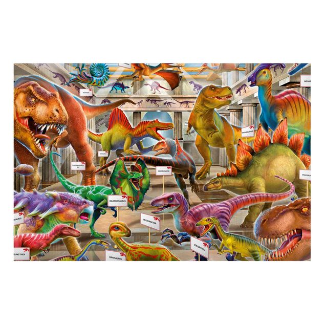 Wanddeko bunt Dinosaurier im Naturkundemuseum
