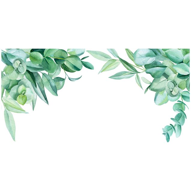 Wanddeko grün Aquarell Eukalyptus Ornament XXL