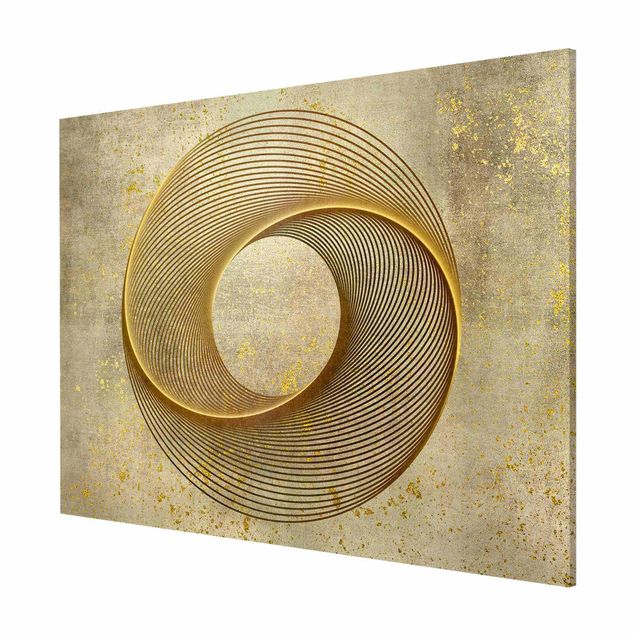 Wanddeko Esszimmer Line Art Kreisspirale Gold