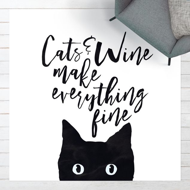 Wanddeko Esszimmer Cats and Wine make everything fine