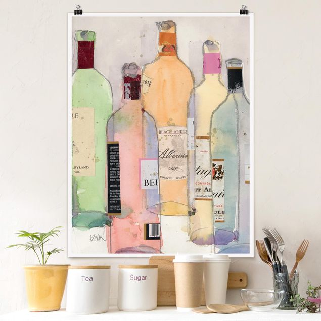Küche Dekoration Weinflaschen in Wasserfarbe II
