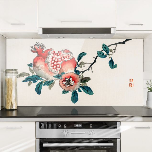 Wanddeko Küche Asiatische Vintage Zeichnung Granatapfel