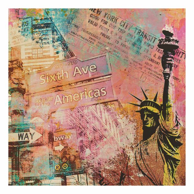 Wanddeko bunt Sixth Avenue New York Collage