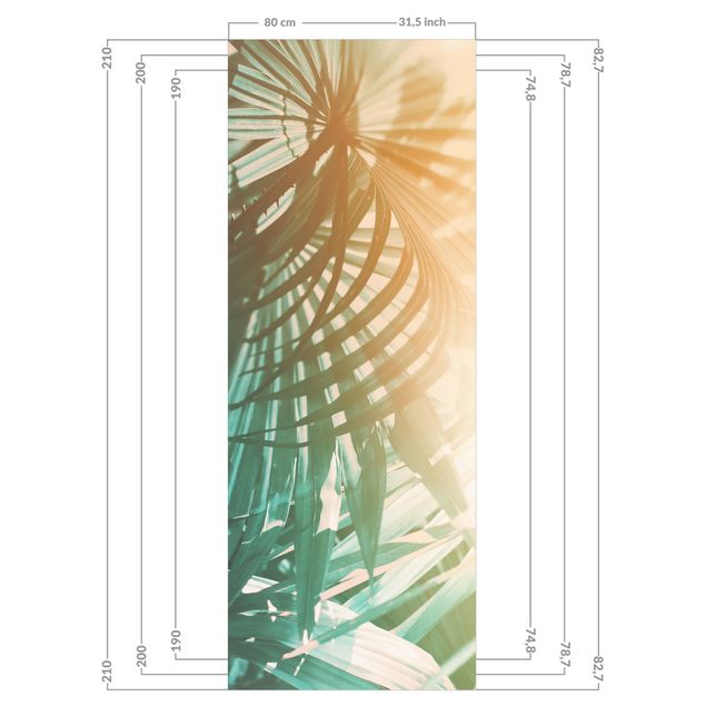 Wanddeko Fotografie Tropische Pflanzen Palmen bei Sonnenuntergang