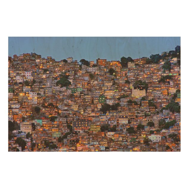Wanddeko braun Rio de Janeiro Favela Sonnenuntergang