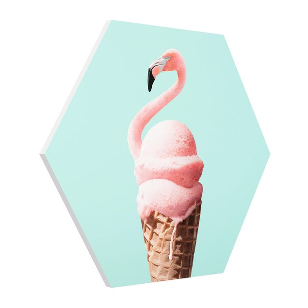 Wanddeko türkis Eis mit Flamingo