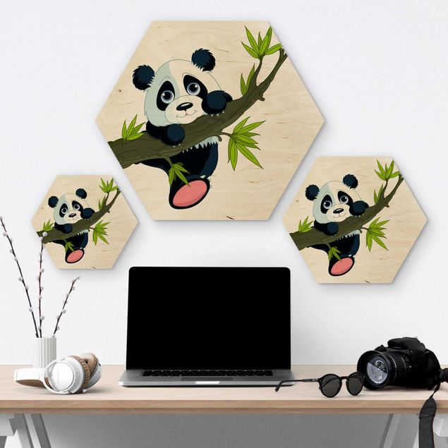 Wohndeko Illustration Kletternder Panda