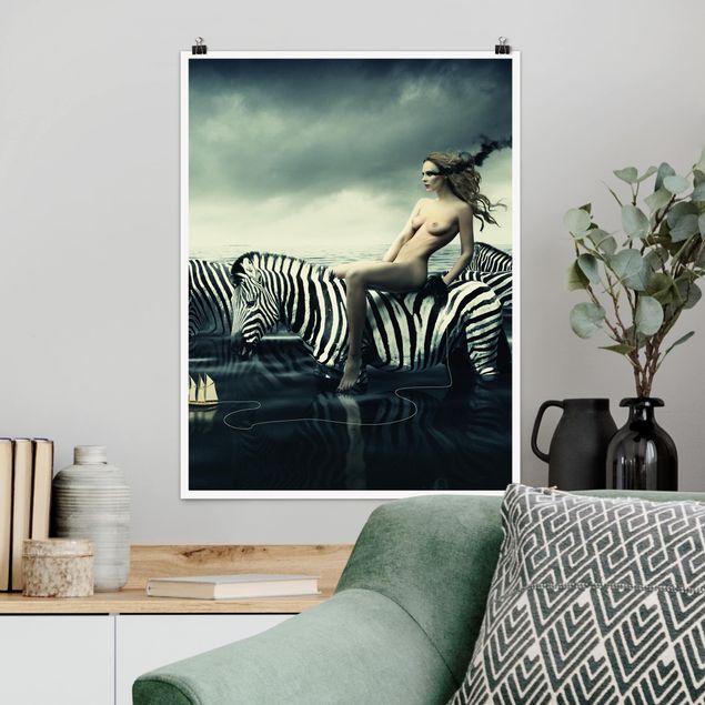 Wanddeko Schlafzimmer Frauenakt mit Zebras