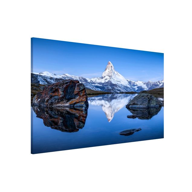 Wanddeko blau Stellisee vor dem Matterhorn