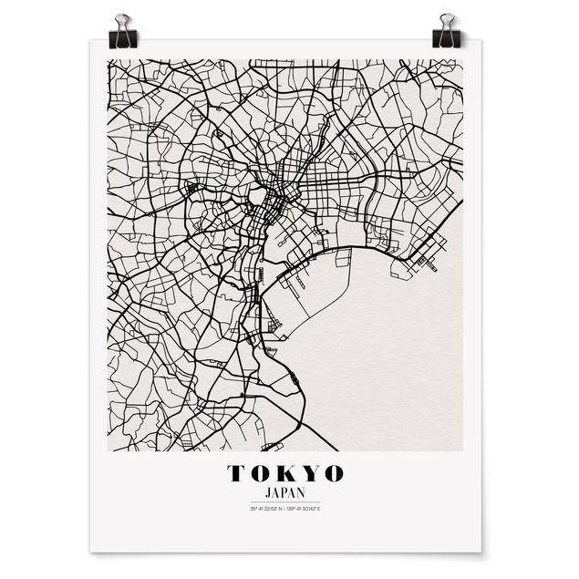Wanddeko Esszimmer Stadtplan Tokyo - Klassik