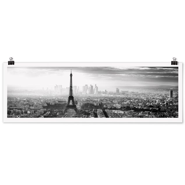 Wandbilder Paris Der Eiffelturm von Oben schwarz-weiß