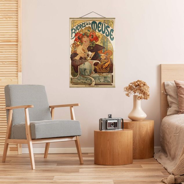 Wandbilder Mohnblumen Alfons Mucha - Plakat für La Meuse Bier