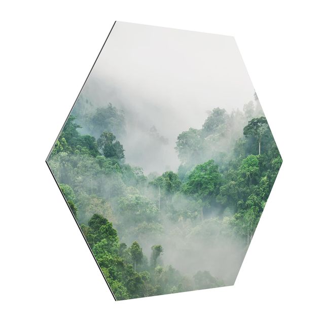 Wanddeko grün Dschungel im Nebel