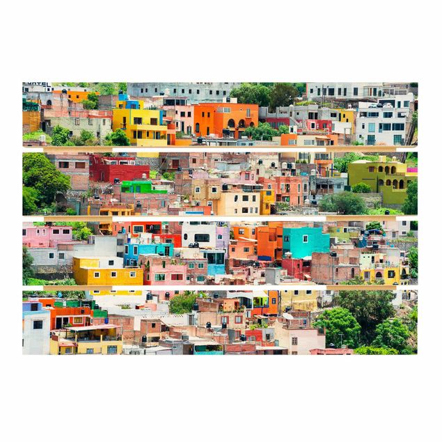 Wanddeko Flur Farbige Häuserfront Guanajuato