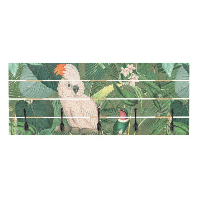 Wanddeko Büro Vintage Collage - Kakadu und Kolibri
