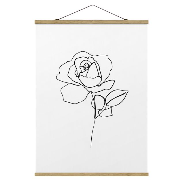 Wanddeko Esszimmer Line Art Rose Schwarz Weiß