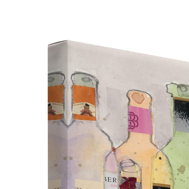 Wandbilder Modern Weinflaschen in Wasserfarbe Set I