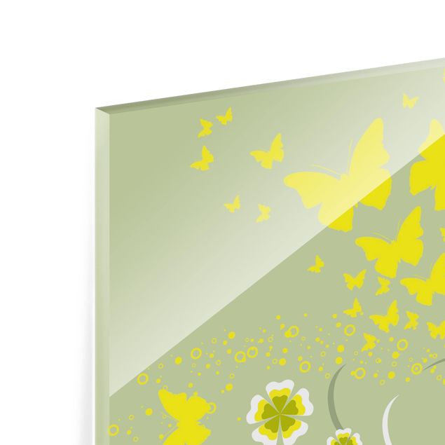 Glas Spritzschutz - Schmetterlinge im Frühling - Quadrat - 1:1