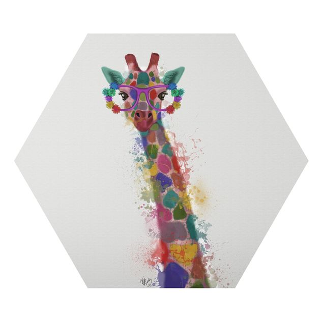 Wanddeko Mädchenzimmer Regenbogen Splash Giraffe