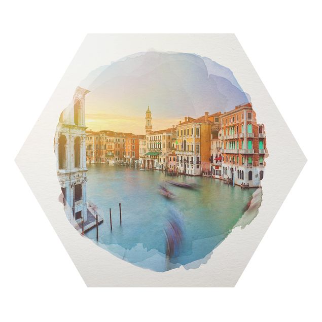 Wanddeko Flur Wasserfarben - Canale Grande Blick von der Rialtobrücke Venedig