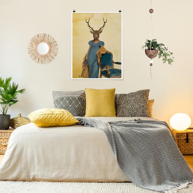 Wanddeko Schlafzimmer Tierportrait - Rotwilddame