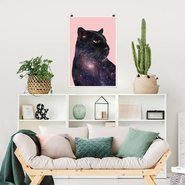 Wanddeko Schlafzimmer Panther mit Galaxie