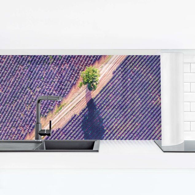 Wanddeko Büro Lavendelfeld Draufsicht