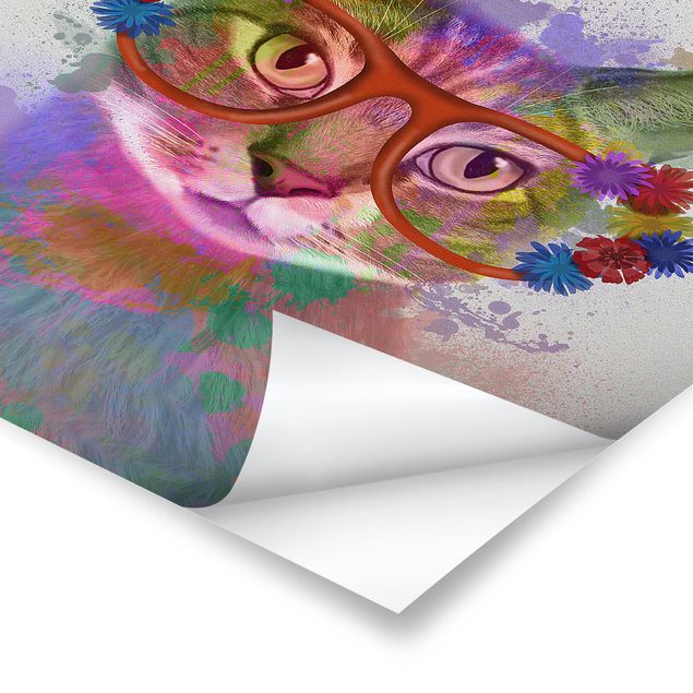 Wanddeko Malerei Regenbogen Splash Katze