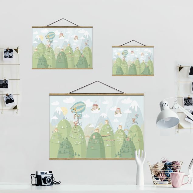 Wanddeko Mädchenzimmer Wald mit Häusern und Tieren