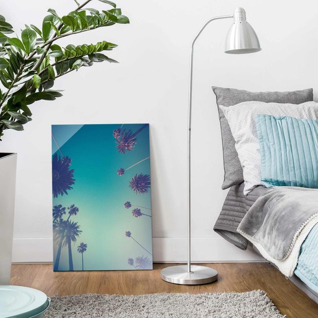 Wanddeko Schlafzimmer Tropische Pflanzen Palmen und Himmel II