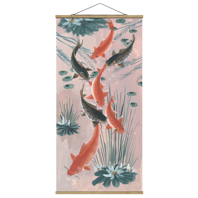 Wanddeko Blume Asiatische Malerei Kois im Teich I