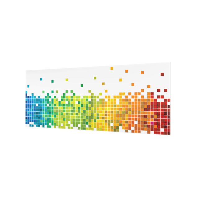Glasrückwand Küche Pixel-Regenbogen