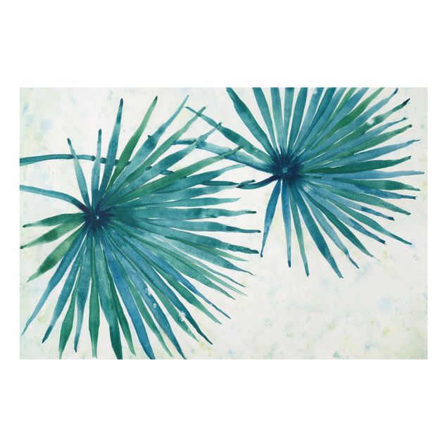 Wanddeko Aquarell Tropische Palmenblätter Close-Up