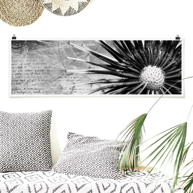 Wanddeko Schlafzimmer Pusteblume Schwarz & Weiß