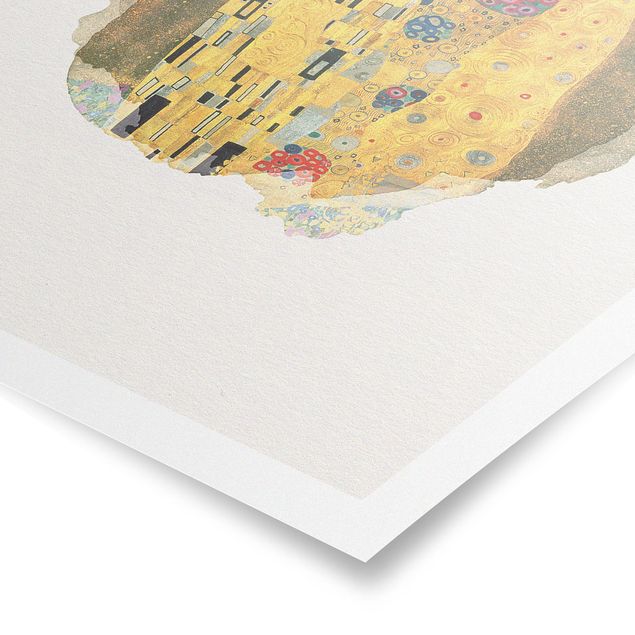 Wanddeko Esszimmer Wasserfarben - Gustav Klimt - Der Kuss