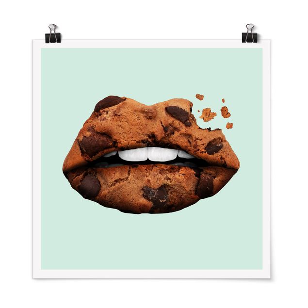 Wanddeko Büro Lippen mit Keks