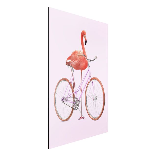 Wanddeko Schlafzimmer Flamingo mit Fahrrad