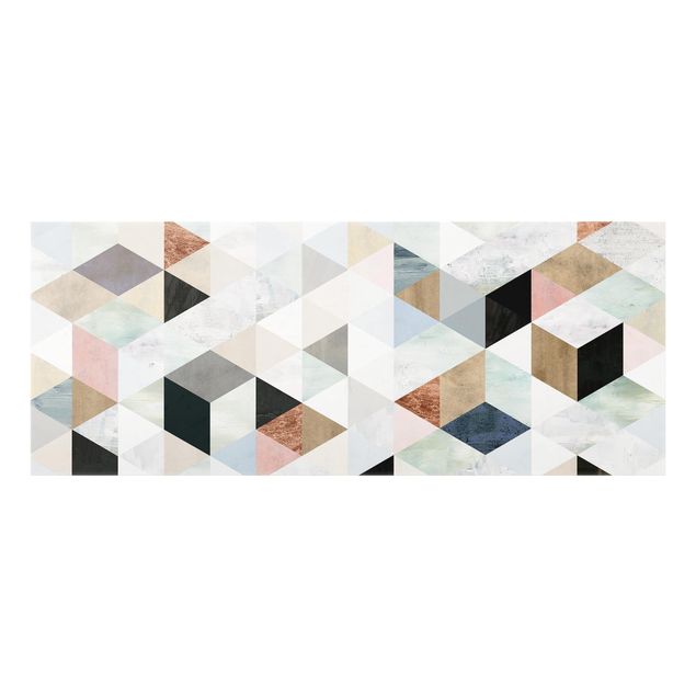 Deko Abstrakt Aquarell-Mosaik mit Dreiecken I
