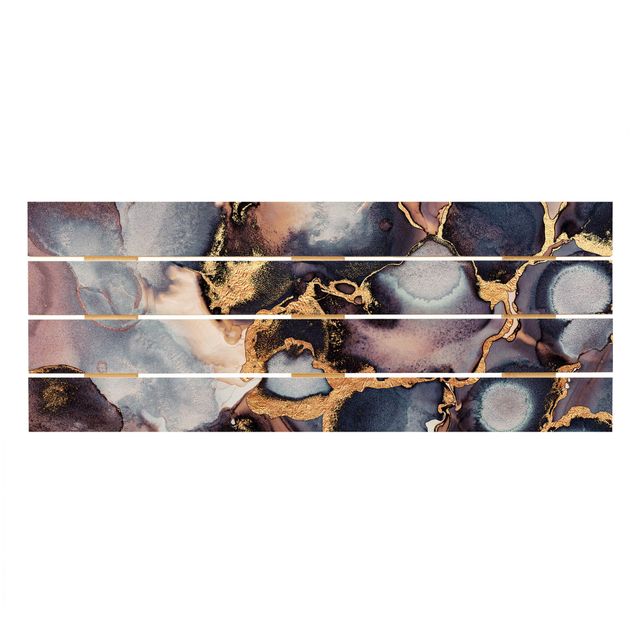 Wanddeko Esszimmer Marmor Aquarell mit Gold