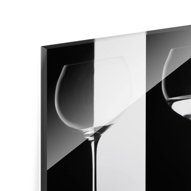 Küchenspiegel Glas Weingläser Schwarz&Weiß
