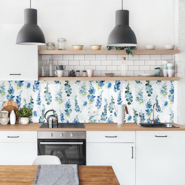 Küchen Deko Blumenpracht in Blau