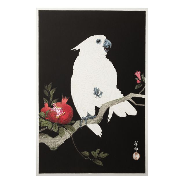 Wanddeko Esszimmer Asiatische Vintage Illustration Weißer Kakadu