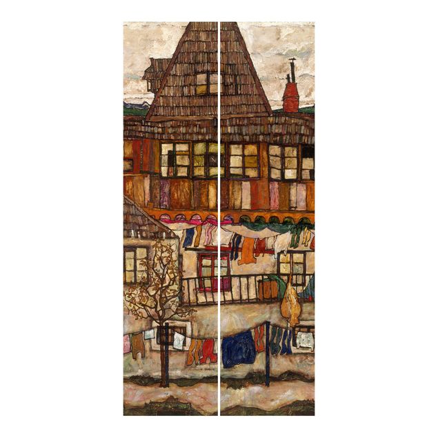 Wanddeko Schlafzimmer Egon Schiele - Häuser mit trocknender Wäsche